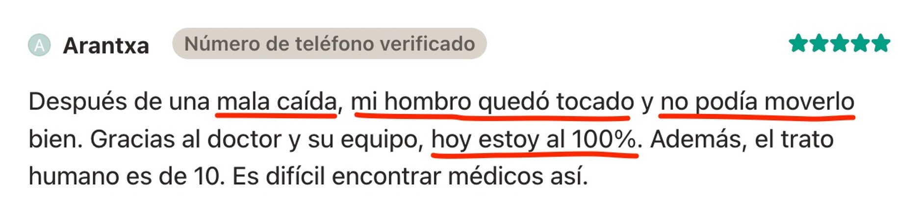 Testimonio de Arantxa, paciente del Dr. Samer Amaz recuperada de una lesión de hombro
